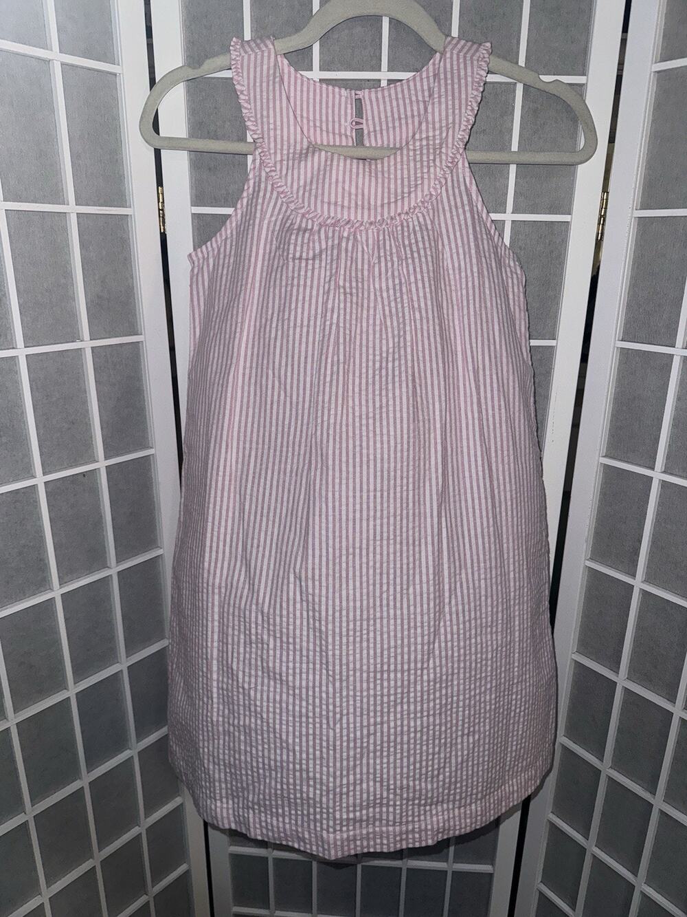 J. Khaki Kids GIRLS SEERSUCKER DRESS 12 NEW Sundress PINK WHITE NWT $36 Cotton